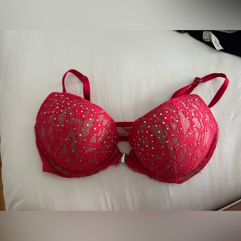 VS Victoria’s Secret red embellished push up bra